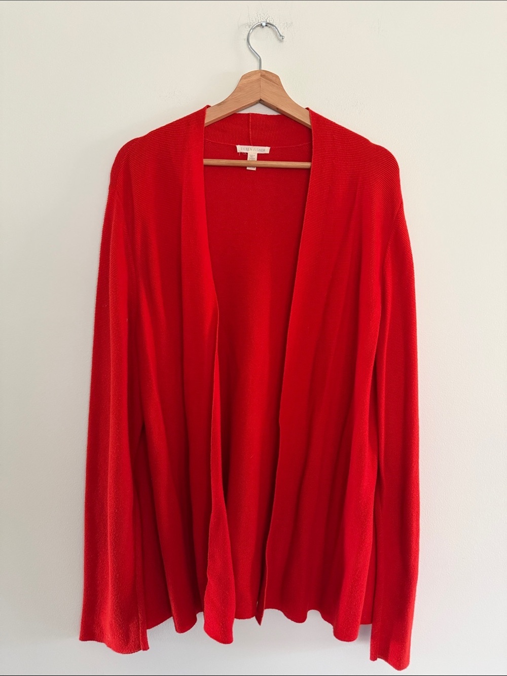 Eileen Fisher 100% Organic Cotton Open Front Cardigan Sweater XL Made in Peru